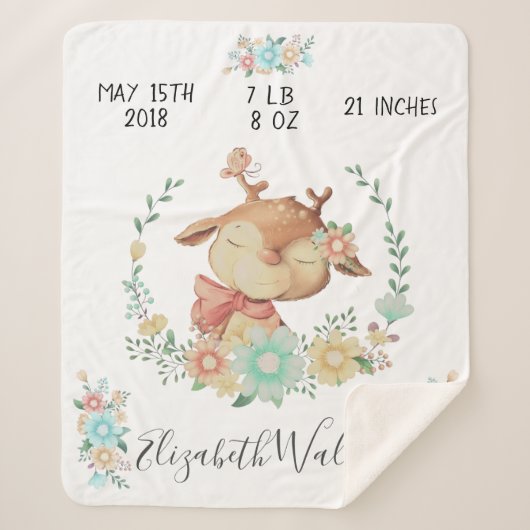 boegenoot baby hert geboortestaat sherpa deken (Voorkant)