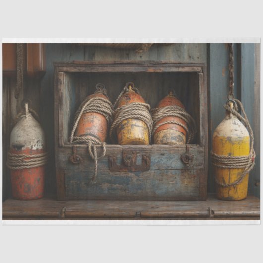 boei set rustieke nautische ontkoppeling tissuepapier (Voorkant)