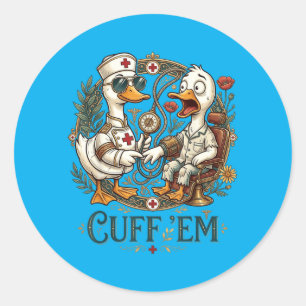 Boei ze Gans Verpleegster Grappige Gans Meme SEH V Ronde Sticker