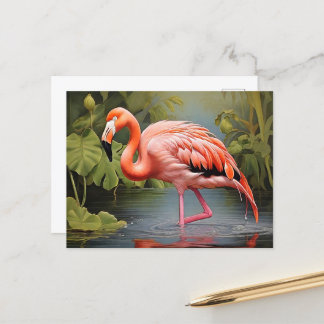 Boeiend  Flamingo AI-Art schilderij Briefkaart