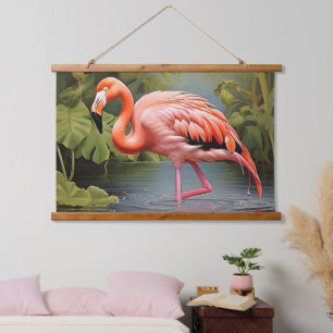 Boeiend Flamingo AI-Art schilderij Hangend Wandkleed