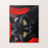 Boeiend Kat Kunstportret 252-delig Black Cat Legpuzzel (Verticaal)