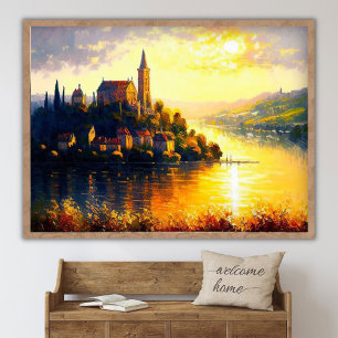 Boeiend landschapsschilderij van zonsondergang, vi poster