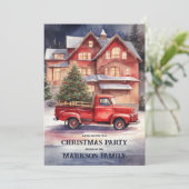 Boeiend vintage kerstscène feestje kaart (Staand voorkant)