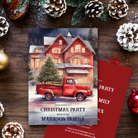 Boeiend vintage kerstscène feestje kaart