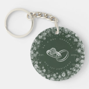 Boeiende 1e Kerstmis Pas getrouwd Keepsake Sleutelhanger