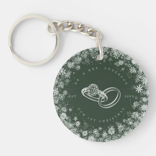 Boeiende 1e Kerstmis Pas getrouwd Keepsake Sleutelhanger (Voorkant)