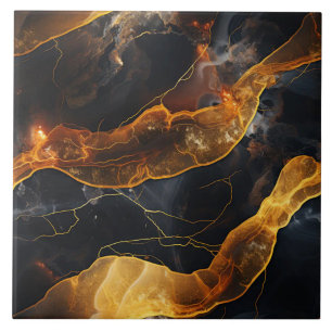 Boeiende abstracte gouden lijnen tegeltje