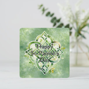 Boeiende groene waterverf Keltische knoop Feestdagenkaart