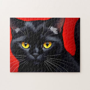 Boeiende Kitty Kunst Portret 252-delig Zwarte Kat  Legpuzzel