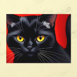 Boeiende Kunst van Zwarte Katten Briefkaart
