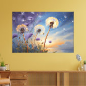 Boeiende paardenbloemen in Nightsky AI kunstschild Canvas Afdruk (Insitu (Woonkamer))