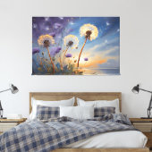 Boeiende paardenbloemen in Nightsky AI kunstschild Canvas Afdruk (Insitu (Slaapkamer))