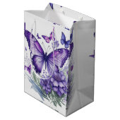 Boeiende Paarse Vlinders op Bloem Medium Cadeauzakje (Achterkant Gekanteld)
