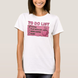 Boeiende Roze COFFIE SPELEN MET KAT Trendy T-shirt