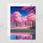 Boeiende roze versieringen briefkaart (Voorkant / Achterkant)