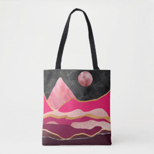 Boeiende stijl Roze abstract berglandschap Draagtas
