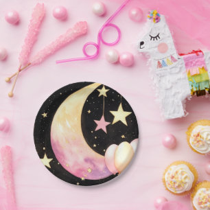 Boeiende Waterverf Celestial Meisje Baby shower Papieren Bordje