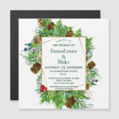 Boeiende Waterverf Kerstmis groen bruiloft Magnetische Uitnodiging (Voorkant / Achterkant)
