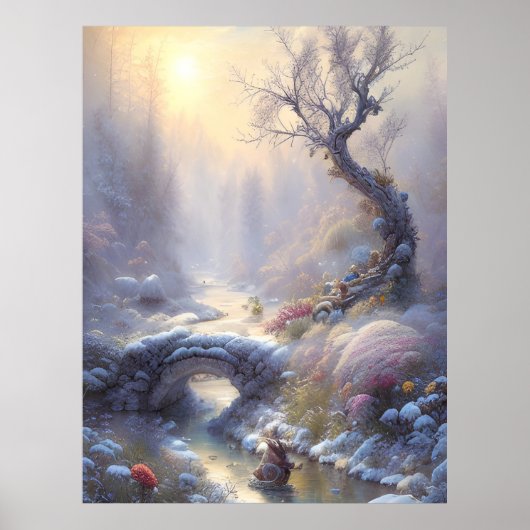 Boeiende Winter Wonderland Landschapskunst Poster (Voorkant)