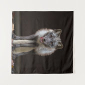 boeiende zilveren vos wandkleed (Voorkant (horizontaal))