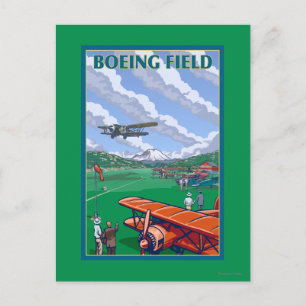 Boeing Field Vintage Travel Poster Briefkaart