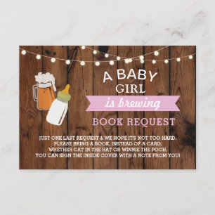 Boek Aanvraag Bier Baby shower Meisje Fles Hout Kaart