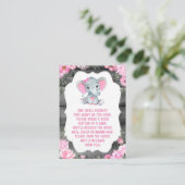 Boek aanvraag Pink Elephants Shower Floral Ticket Informatiekaartje (Staand voorkant)