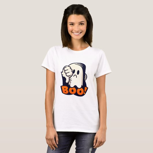 Boek Afkeurend Grumpy Halloween Ghost Design T-shirt (Voorkant volledig)