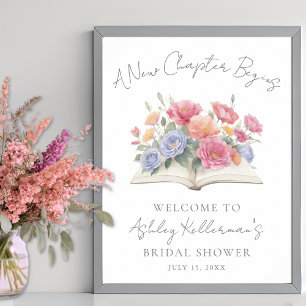 Boek Aquarel Bloemachtige Bruiloft Feest Welkom Bo Poster
