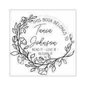 Boek bibliotheek boekplaat Aangepaste bloemenkrans Rubberstempel (Afrduk)