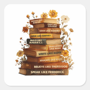 Boek Black History Month Vierkante Sticker