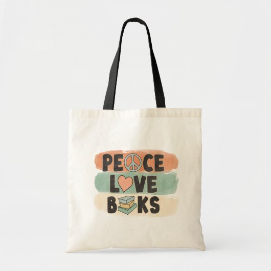 Boek Canvas tas - Vrede Liefde Boeken Design (Voorkant)