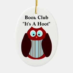 Boek Club Gestreepte Uil - Het is een Hoot Keramisch Ornament