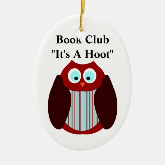 Boek Club Gestreepte Uil - Het is een Hoot Keramisch Ornament (Voorkant)