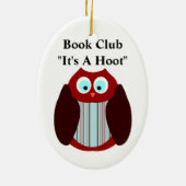Boek Club Gestreepte Uil - Het is een Hoot Keramisch Ornament (Achterkant)