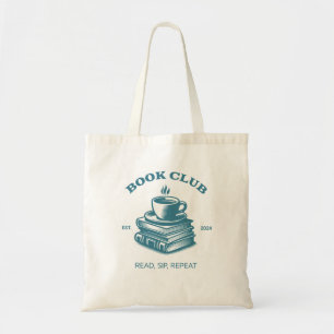 Boek Club Koffie en boeken Lees sip Herhaal Tote Bag