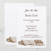 Boek Club Kunst Aangepaste Uitnodigingen (Voorkant / Achterkant)