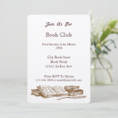 Boek Club Kunst Aangepaste Uitnodigingen (Staand voorkant)