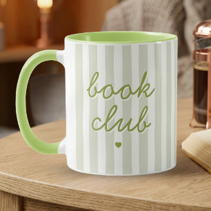 Boek Club Script Quote Sage Gestreepte Hart Koffie Mok