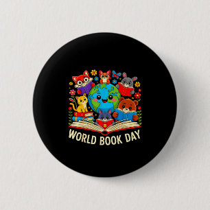 Boek dag grappig lezen boekenwurm mannen vrouwen k ronde button 5,7 cm