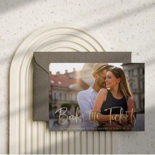Boek de Tickets Faux Gold Wedding Save the Date Aankondigingskaart