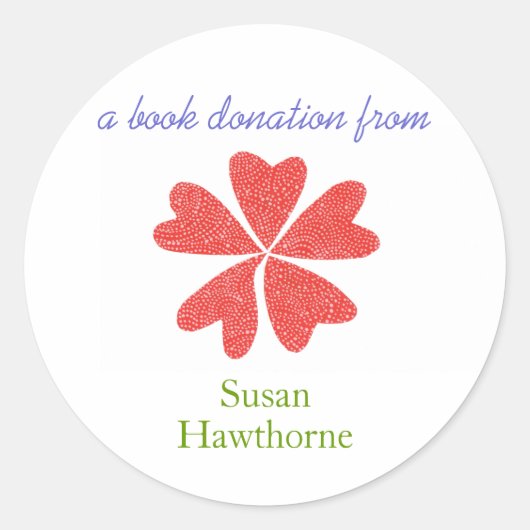 Boek donatie sticker - bloeiende harten (Voorkant)