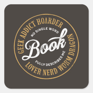 Boek Dragon Worm Nerd Hoarder Geek Definieer Vierkante Sticker