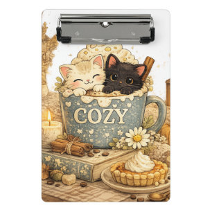 boek, een mok, Theekopje katten, Warme trillingen Mini Klembord