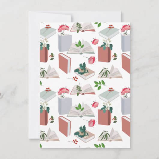 Boek- en bibliotheekleespatroon met botanische the notitiekaartje (Achterkant)