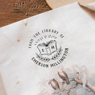 boek en bijkantoor uit de bibliotheek van rubberstempel