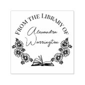 Boek en Botanische Daisies #1 Bibliotheek Script N Zelfinktende Stempel (Design)