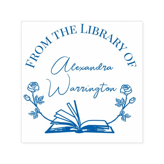 Boek en botanische rozen #1 Bibliotheekscriptnaam Zelfinktende Stempel (Design)