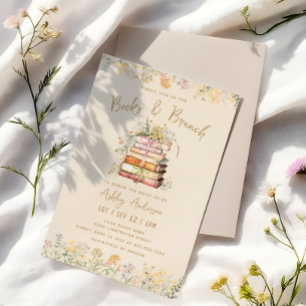 Boek en Brunch Bloemen Bruids Douche Uitnodiging